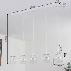 hofstein Suspension Mesas Blanc, 5 lumières