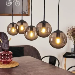 Suspension Verre Fumé-hofstein Suspension Mesas Noir, 5 lumières