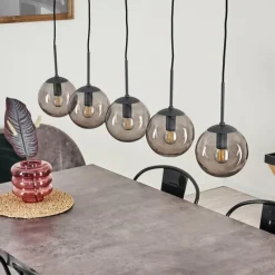 Suspension Verre Fumé-hofstein Suspension Mesas Noir, 5 lumières