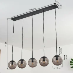 Suspension Verre Fumé-hofstein Suspension Mesas Noir, 5 lumières