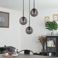 Suspension Verre Fumé-hofstein Suspension Mesas Noir, 3 lumières