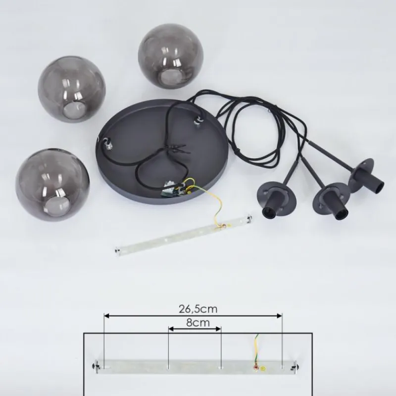 Suspension Verre Fumé-hofstein Suspension Mesas Noir, 3 lumières