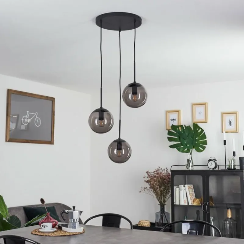 Suspension Verre Fumé-hofstein Suspension Mesas Noir, 3 lumières
