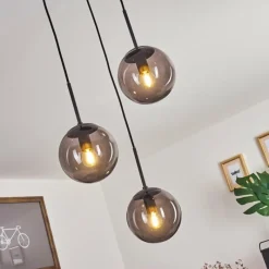 Suspension Verre Fumé-hofstein Suspension Mesas Noir, 3 lumières