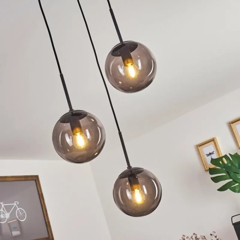 Suspension Verre Fumé-hofstein Suspension Mesas Noir, 3 lumières