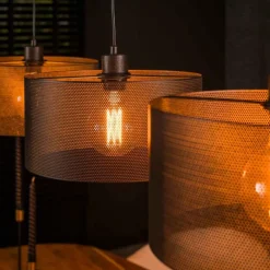 Lampes Vintages & Rétros-hofstein Suspension Mesh Anthracite, 3 lumières