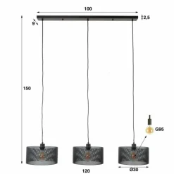 Lampes Vintages & Rétros-hofstein Suspension Mesh Anthracite, 3 lumières