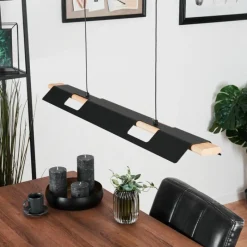 Lampes En Bois-hofstein Suspension Milot LED Écru, Noir, 1 lumière