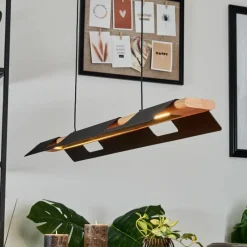 Lampes En Bois-hofstein Suspension Milot LED Écru, Noir, 1 lumière