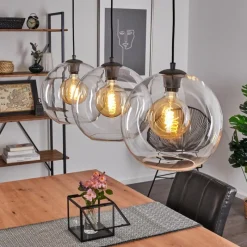 hofstein Suspension Minhe Argent Oxydé, 3 lumières