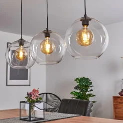 hofstein Suspension Minhe Argent Oxydé, 3 lumières