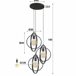 Lampes Vintages & Rétros-hofstein Suspension Mirandola  Gris, 3 lumières