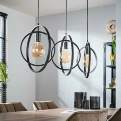 Lampes Vintages & Rétros-hofstein Suspension Mirandola Noir, 3 lumières