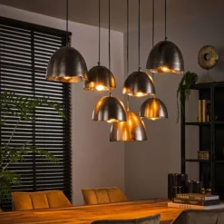 hofstein Suspension Mirror Nickel mat, Noir, 7 lumières