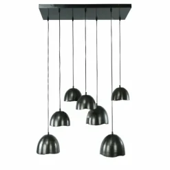 hofstein Suspension Mirror Nickel mat, Noir, 7 lumières