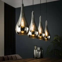 hofstein Suspension Missirola Argenté, 4 lumières