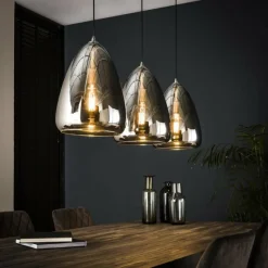 Suspension Verre Fumé-Zijlstra Suspension Missirola Argent Oxydé, 3 lumières