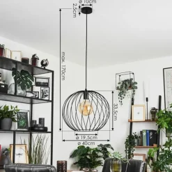 Lampes Industrielles-hofstein Suspension Miton Noir, 1 lumière