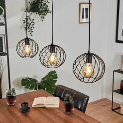 Lampes Vintages & Rétros-hofstein Suspension Miton Noir, 3 lumières