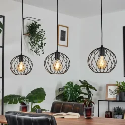Lampes Vintages & Rétros-hofstein Suspension Miton Noir, 3 lumières