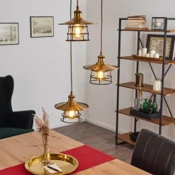 Lampes Industrielles-hofstein Suspension Moena Vieux laiton, Bronze, 3 lumières