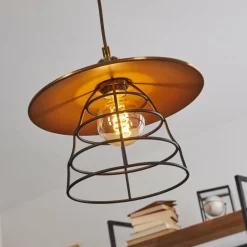 Lampes Industrielles-hofstein Suspension Moena Vieux laiton, Bronze, 1 lumière