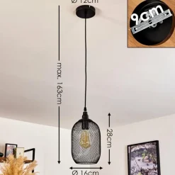 Lampes Industrielles-hofstein Suspension Moholm Noir, 1 lumière