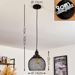 Lampes Industrielles-hofstein Suspension Moholm Noir, 1 lumière