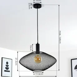 Lampes Vintages & Rétros-hofstein Suspension Moholm Noir, 1 lumière