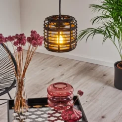 Style Boho-Chic-hofstein Suspension Mongolei Noir, 1 lumière