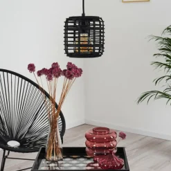 Style Boho-Chic-hofstein Suspension Mongolei Noir, 1 lumière