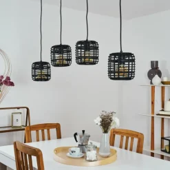 Style Boho-Chic-hofstein Suspension Mongolei Noir, 4 lumières