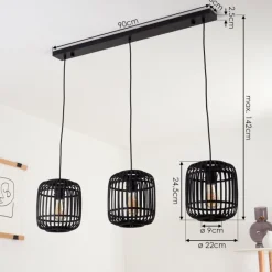 Style Boho-Chic-hofstein Suspension Mongolei Noir, 3 lumières
