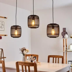 Style Boho-Chic-hofstein Suspension Mongolei Noir, 3 lumières