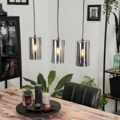 Suspension Verre Fumé-hofstein Suspension Monstein Noir, 3 lumières