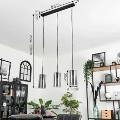 Suspension Verre Fumé-hofstein Suspension Monstein Noir, 3 lumières