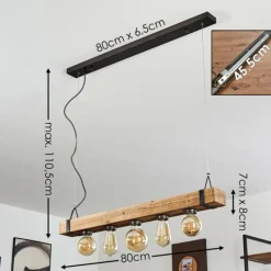 Luminaires Scandinaves-hofstein Suspension Montgomery Bois clair, Noir, 5 lumières