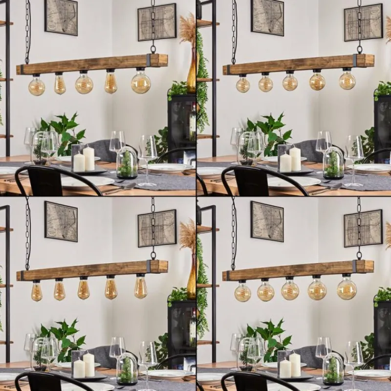 Lampes Industrielles-hofstein Suspension Montgomery Écru, Noir, 5 lumières