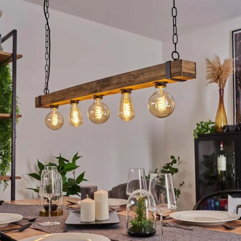 Lampes Industrielles-hofstein Suspension Montgomery Écru, Noir, 5 lumières