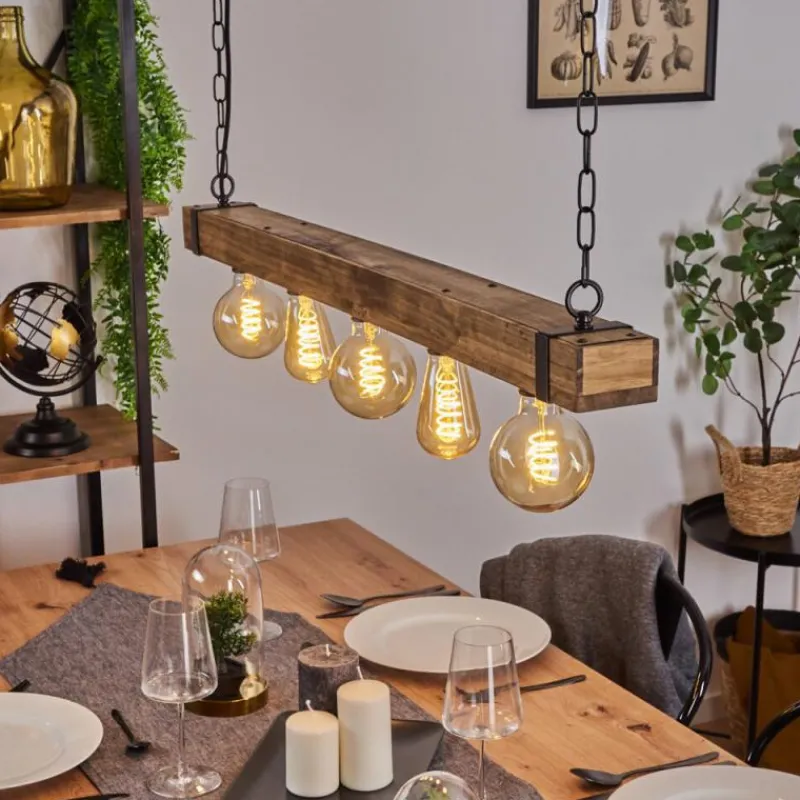 Lampes Industrielles-hofstein Suspension Montgomery Écru, Noir, 5 lumières