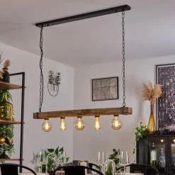 Lampes Industrielles-hofstein Suspension Montgomery Écru, Noir, 5 lumières