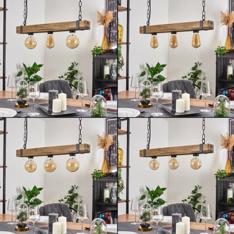 Lampes Industrielles-hofstein Suspension Montgomery Écru, Noir, 3 lumières