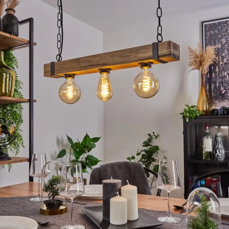 Lampes Industrielles-hofstein Suspension Montgomery Écru, Noir, 3 lumières