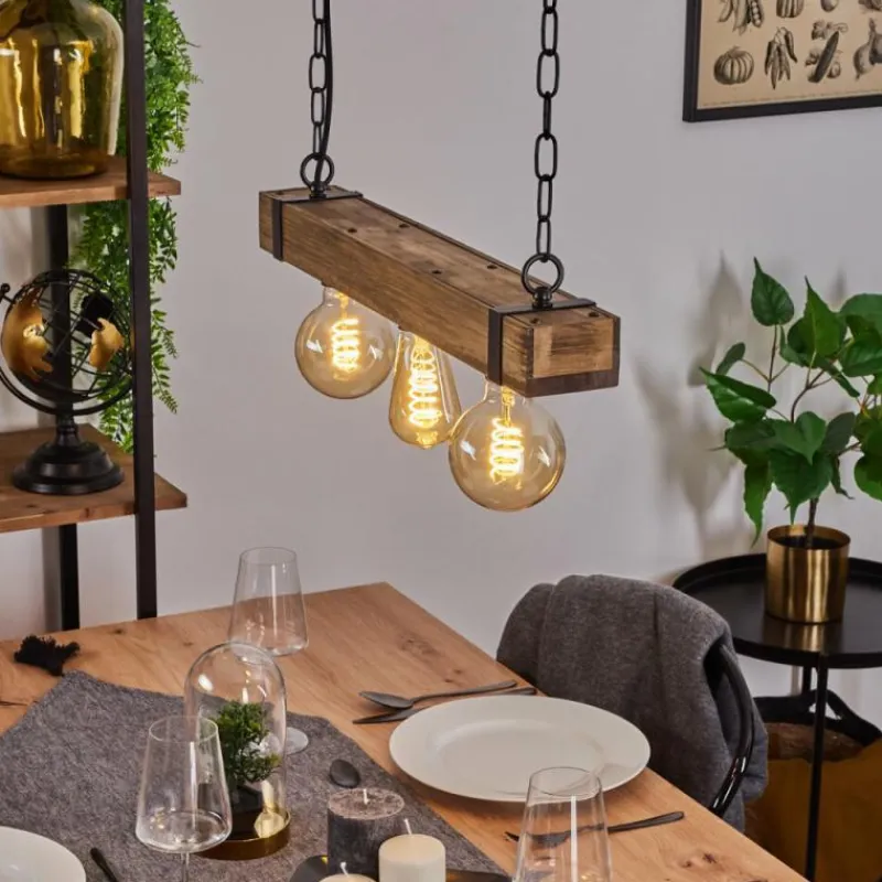 Lampes Industrielles-hofstein Suspension Montgomery Écru, Noir, 3 lumières