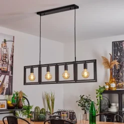 Lampes Industrielles-hofstein Suspension Morenita Noir, 4 lumières