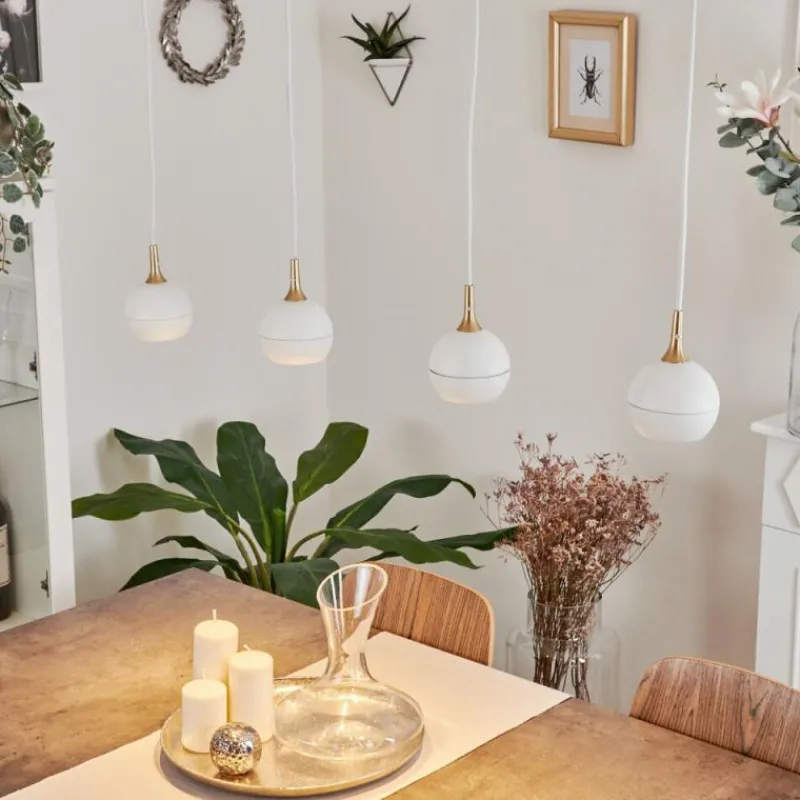 Lampes Dorées-hofstein Suspension Morrison Blanc, 4 lumières