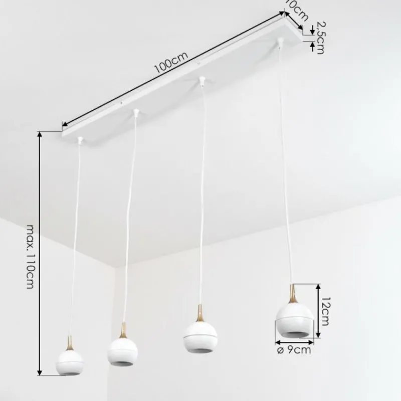 Lampes Dorées-hofstein Suspension Morrison Blanc, 4 lumières