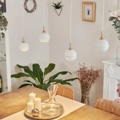 Lampes Dorées-hofstein Suspension Morrison Blanc, 4 lumières