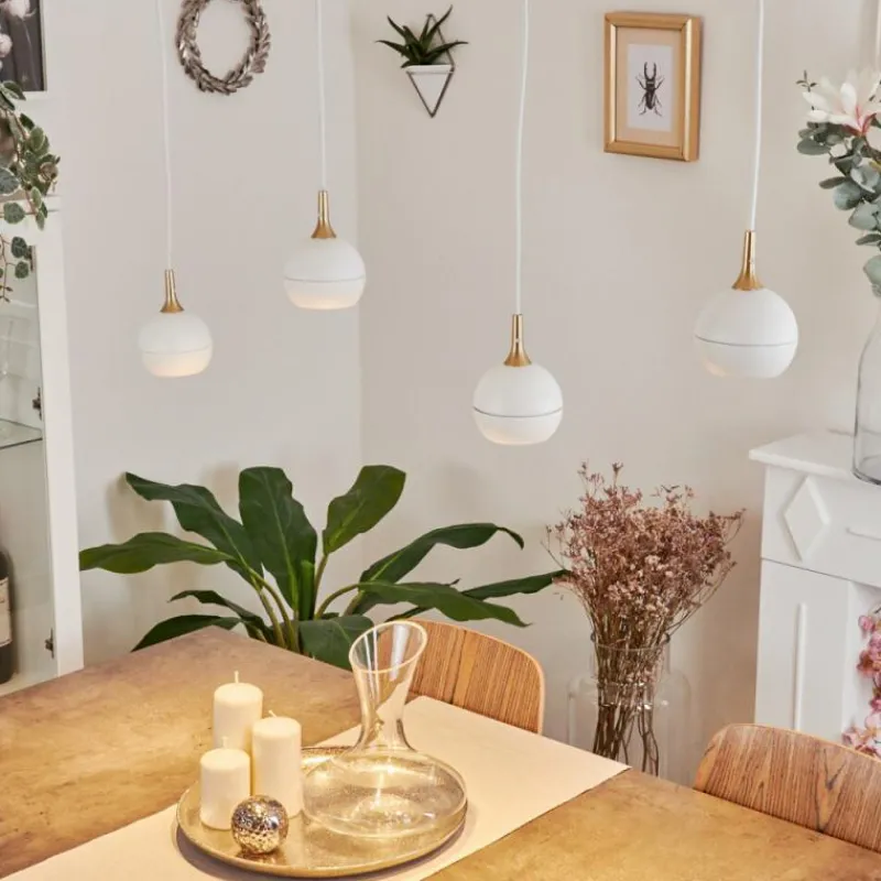 Lampes Dorées-hofstein Suspension Morrison Blanc, 4 lumières