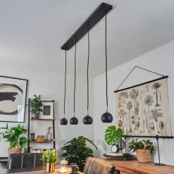 Lampes Dorées-hofstein Suspension Morrison Noir, 4 lumières